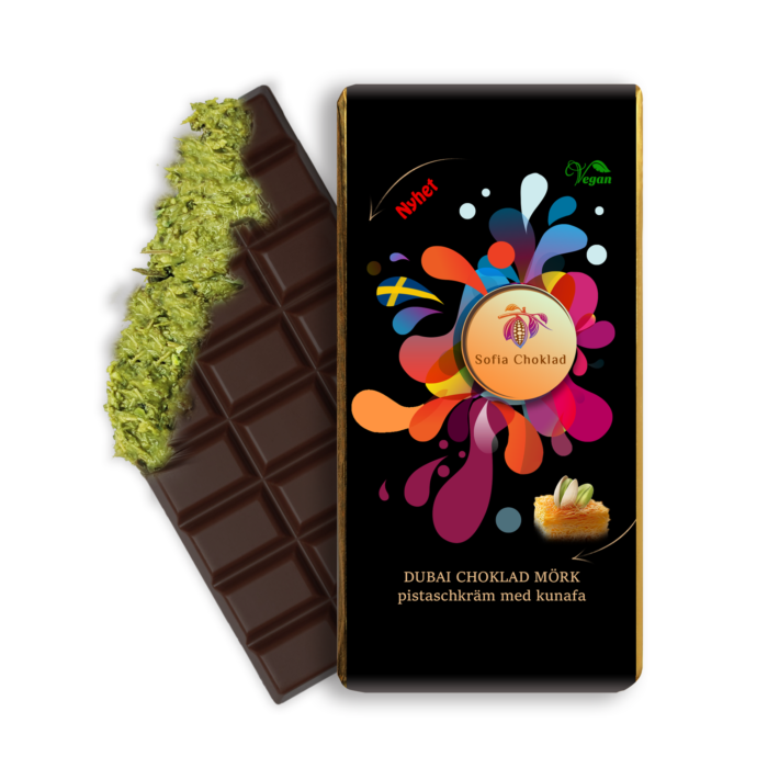Dubai Choklad Vegan Mörk Choklad Pistasch Kunaa