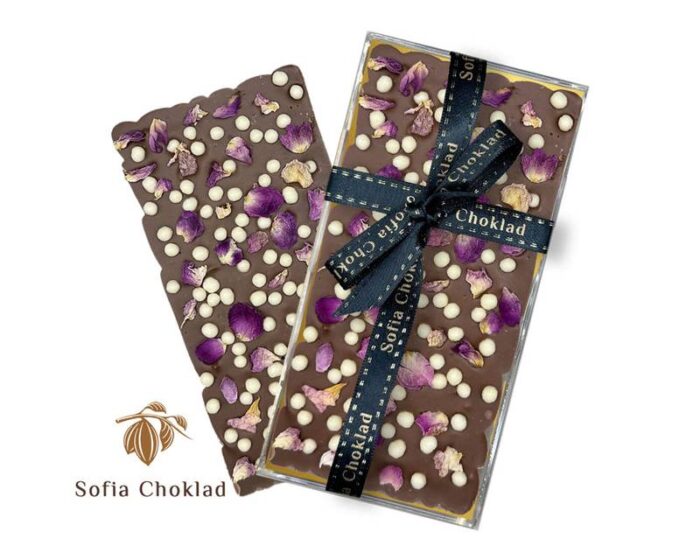 Mjölkchoklad med Vita Crispearls och Rosenblad – 10 Pack - Bild 1