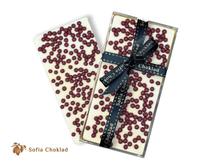 Vit Choklad med Ruby Crispearls – En Exklusiv och Färgglad Upplevelse för B2B - 10 Pack - Bild 1